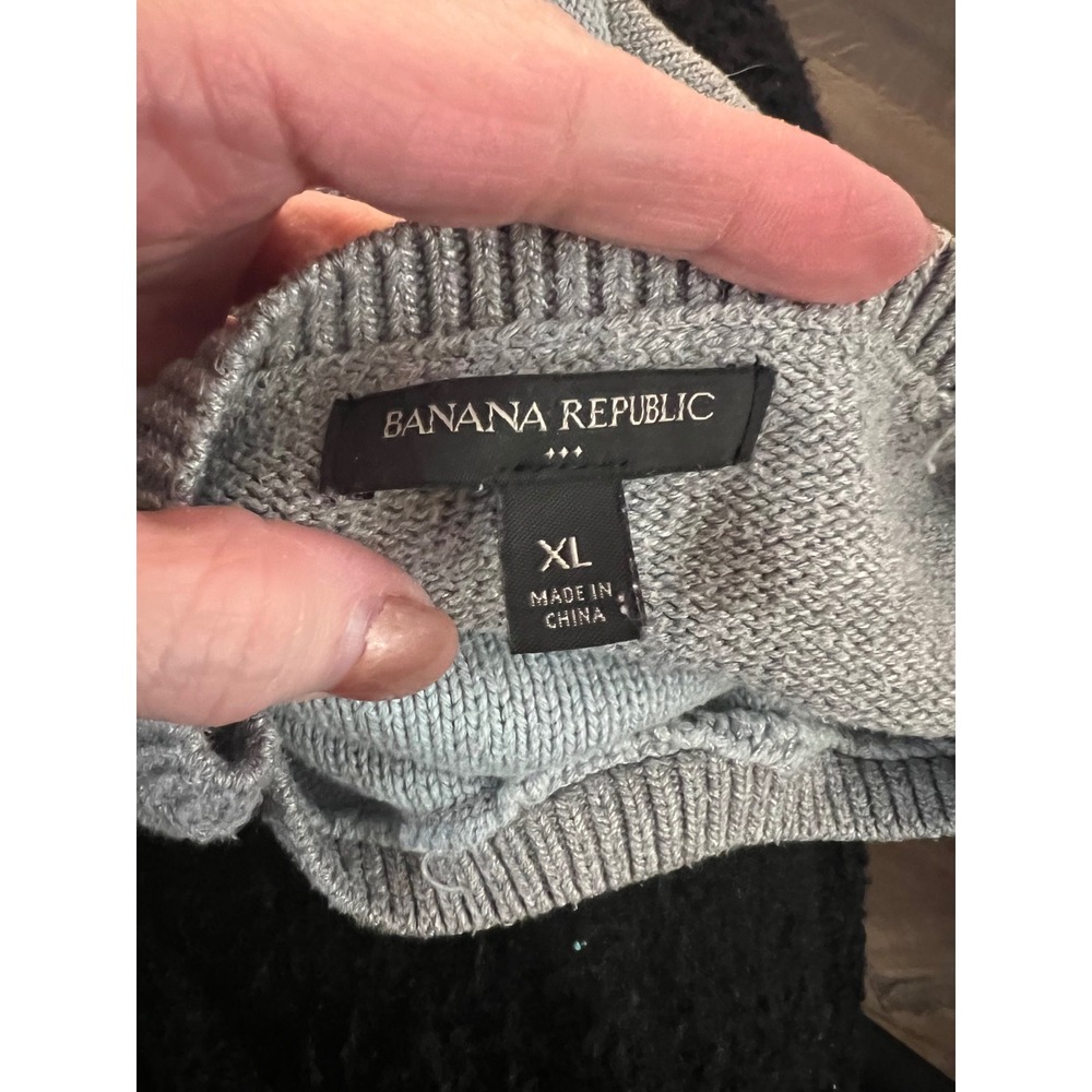 Banana Republic Striped Crew Neck Sweater XL Blue Gray White Long Sleeve - Picture 2 of 3